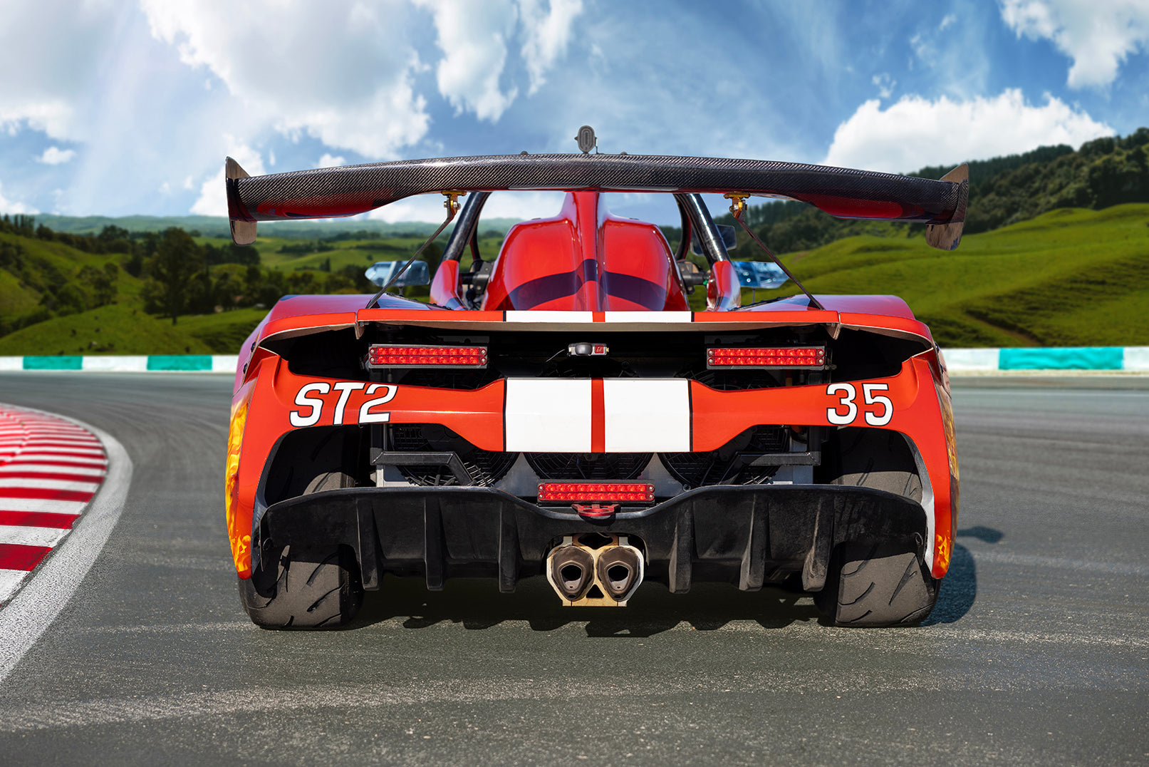 Garmin Catalyst R1 Racing Radar mounted on rear of race car