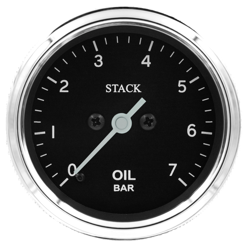 Autometer ST3301 - Stack 52mm 0-7 Bar M10 Male Pro Stepper Motor Oil - Pressure Gauge - Black